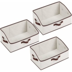 Set of 3 Foldable Trapezoid Storage Baskets with Handles, Beige