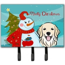 Carolines Treasures BB1825TH68 Snowman With Golden Retriever Leash & Key Holder