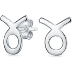 .925 Silver Taurus Zodiac Sign Stud Earrings