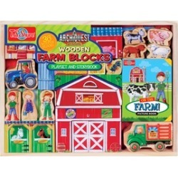 T.S. Shure ArchiQuest Wooden Farm Blocks Play Set and Storybook