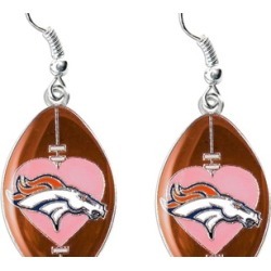 Sports Team Logo NFL Dangle Pink Heart Football Earring Set