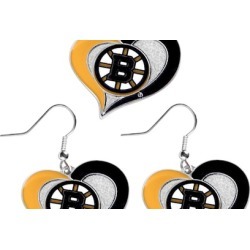 Sports Team Logo Swirl Heart Necklace and Earring Set NHL Charm Gift