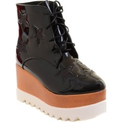 Funky Star Lace Up Vegan Leather Women's Platform Wedge Boot Vegan