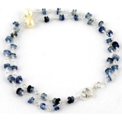 Orchid Jewelry 925 Sterling Silver 7 Carat Sapphire and Pearl Bracelet