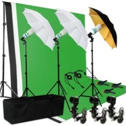Photo Studio Photography Kit Backdrop Stand Light Bulb Umbrella Set