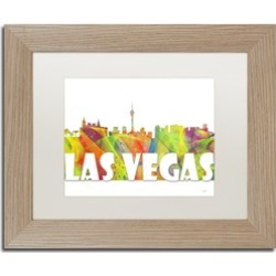 Marlene Watson 'Las Vegas Nevada Skyline Mclr-2' Matted Birch Framed Art