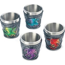 4 Set Colorful Mythical Dragons Shot Glasses