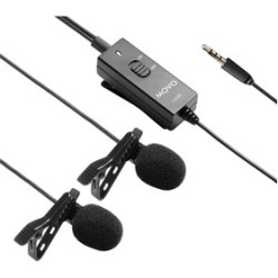 Movo LV20 Dual Lavalier Clip-on Interview Microphone for DSLR Cameras