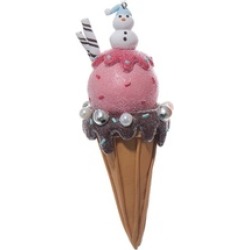 6.5" Dessert Delight Snowman Topped Ice Cream Cone Christmas Ornament