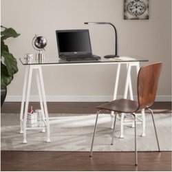 Jaymes Metal/Glass A-Frame Writing Desk - White
