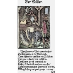 Milling Grain 1568. Nthe Miller. Woodcut 1568 By Jost Amman. Poster Print by