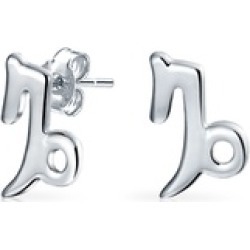 .925 Silver Capricorn Zodiac Sign Stud Earrings