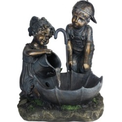 23.5" Children with Umbrella Outdoor Patio Garden Water Fountain
