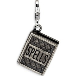 Sterling Silver Rhodium Plated 3-D Antiqued Spells Book Lobster Charm