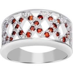 Orchid Jewelry 925 Sterling Silver 0.60 Carat Garnet Crossover Ring