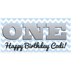 First Birthday ONE Silver Sparkle Personalized Birthday Banner