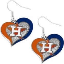 Sports Team Logo Swirl Heart Dangle Earring Set MLB Charm Gift