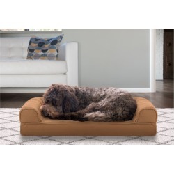 Furhaven Sofa-Style Cooling-Gel Memory-Foam Pet Dog Bed Jumbo Silver in Gray