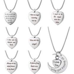 ANAVIA Memorial Quotes Heart Cremation Urn Ash Holder Necklace Jewelry