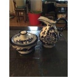 Bombay Company Cream And Sugar Set, Floral Blue & White, Ceramic