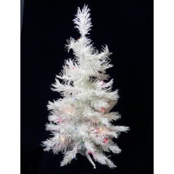 3' B/O Pre-Lit LED White Pine Artificial Christmas Tree Multi Light