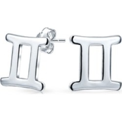 .925 Silver Gemini Zodiac Sign Stud Earrings
