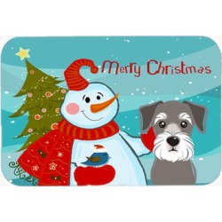 Carolines Treasures BB1826LCB Snowman With Schnauzer Glass Cutting Board Large