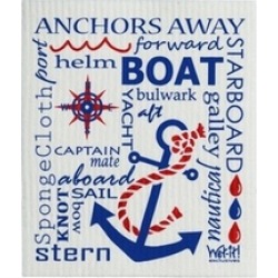 Wet-It Nautical Navy & Red Swedish Kitchen or Bathroom Dishcloth