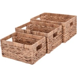 Costway Set of 3 Hand Knitting Rectangle Storage Baskets Steel Frame