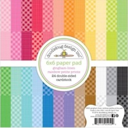 Doodlebug MGL5450 6 x 6 in. Gingham & Linen Petite Prints Double Sided Paper Pad