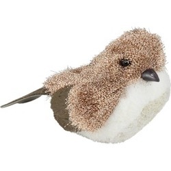 6.5" Nature's Luxury Copper Brown White Bird Christmas Figure D"cor