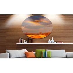 Fantastic Road and Sky in Kenya' Oversized Landscape Metal Circle Wall Art