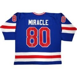 Autographed Mike Eruzione Team USA Blue Custom Jersey