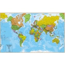 Round World World Wall Chart w Interactive App, 32 Inches x 51.5 Inches