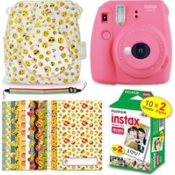 Fuji Instax Mini 9 EMOJI Kit - Instant Camera FLAMINGO PINK plus More NEW