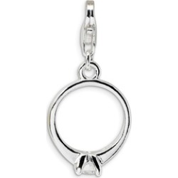 Sterling Silver CZ Polished Ring With Lobster Clasp Charm