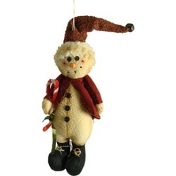 10.5" Country Heritage Plush Snowman in Santa Hat Christmas Ornament