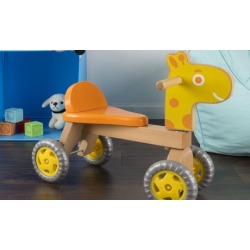 Happy Trails Wooden Walk-and-Ride Giraffe Balance Bike for Toddlers