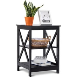 3-Tier Nightstand End Table Storage Display Shelf Living Room Furniture Black 3-Tier Nightstand End Table Storage Display Shelf Living Room Furniture Black
