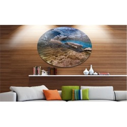 Brilliant Turquoise Melt Pool' Landscape Metal Circle Wall Art
