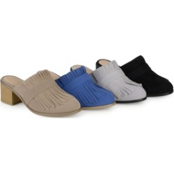 Journee Collection Womens Fringe Stacked Heel Mules