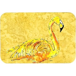 Carolines Treasures Flamingo On Yellow Kitchen Or Bath Mat