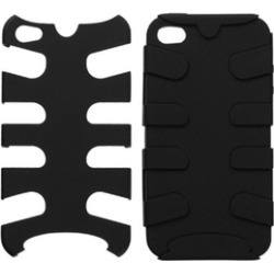 Insten Rubberized Black/Black Fishbone Case For iPhone 4 4S
