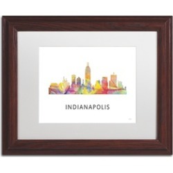 Marlene Watson 'Indianapolis Indiana Skyline WB-1' Matted Wood Framed Art
