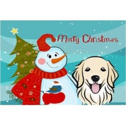 Carolines Treasures BB1825PLMT Snowman With Golden Retriever Fabric Placemat
