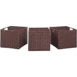 Set of 3 Wicker Rattan Storage Baskets Nest Nesting Cube Bin Box