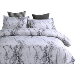 Reversible Quilt Set Collection (3-Piece) White Marble Patterns