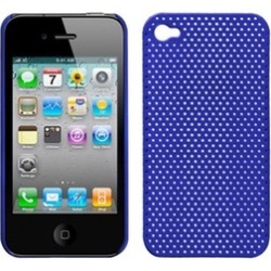 Insten Titanium Solid Dark Blue Lattice Back Case For iPhone 4 4S