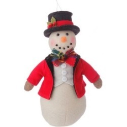 7" Holiday Snowman in Red Coat and Top Hat Christmas Ornament