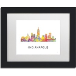Marlene Watson 'Indianapolis Indiana Skyline WB-1' Matted Black Framed Art